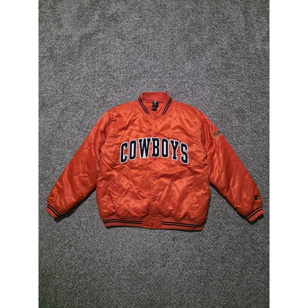 Vintage Oklahoma State Cowboys OSU Bomber Starter Satin Jacket Size Large